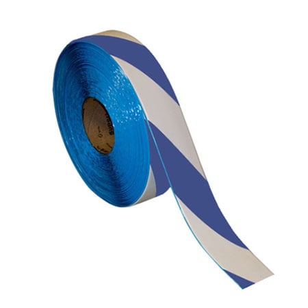 Superior Mark Floor Marking Tape, 2in x 100Ft , Blue/White Hazard Stripe IN-50-236I